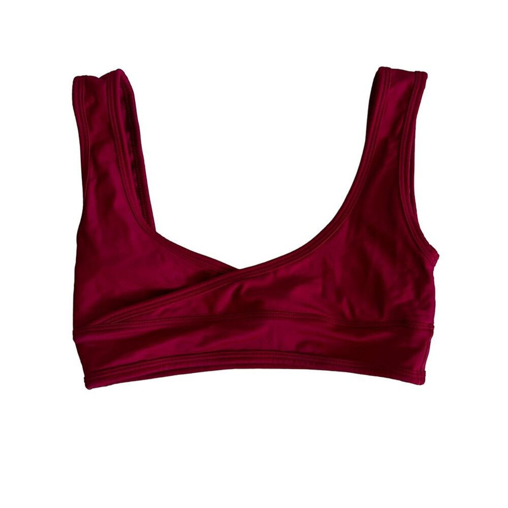 FAE Swim Magenta Cross Front Square Back Bikini Top Women's Small S